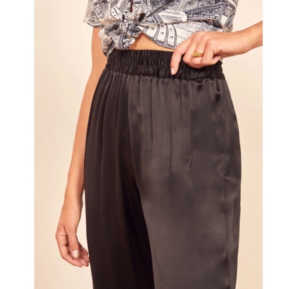 Reformation Harland Wide Leg Silk Elastic Waist Trousers - Picture 2 of 3